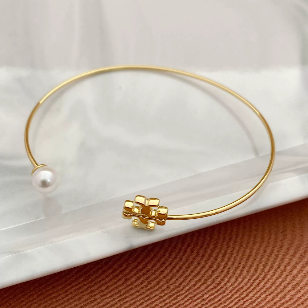 Tory Burch Pearl Initial Open Metal Bangle